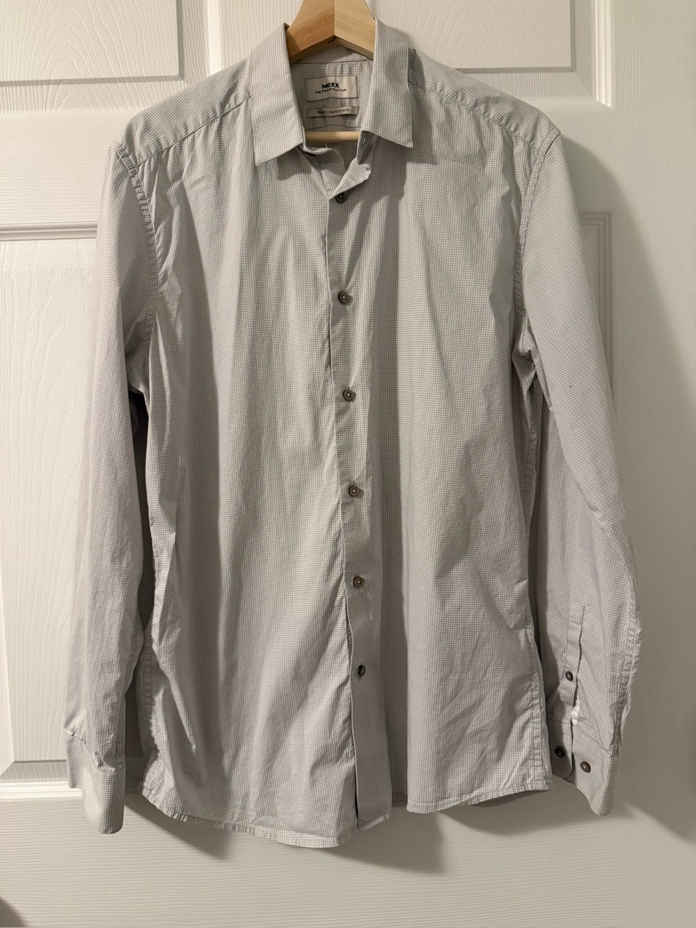 Mexx Metropolitan Slim Fit Dress Shirt Gray Micro Print Size 15.5 39/40